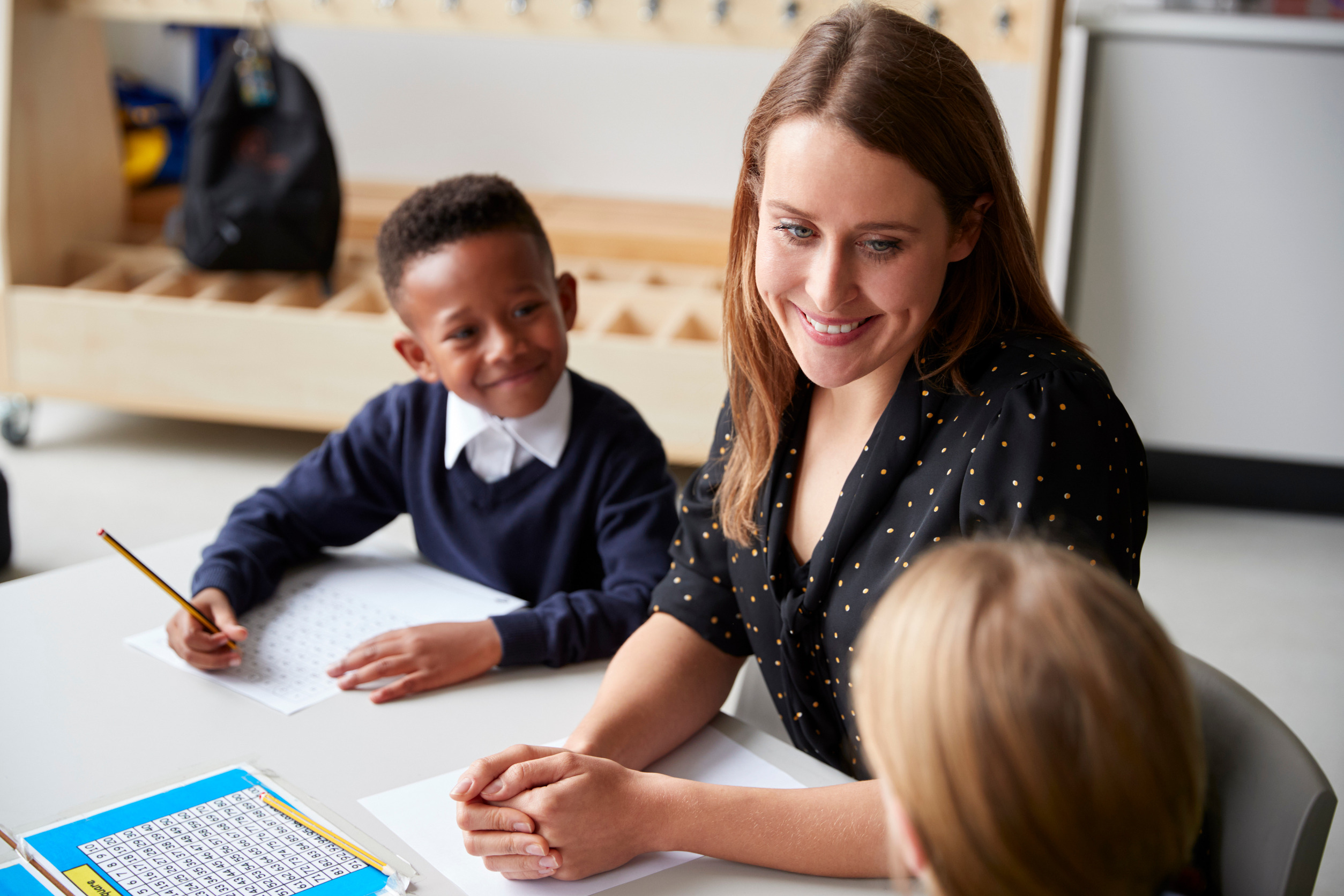 teacher with 2 young students